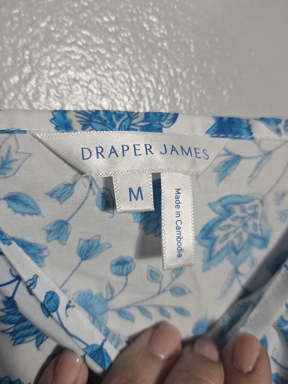 Draper James Blue White Floral Smocked Ruffle Strap Tiered Midi Dress Size M - Picture 6 of 7